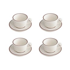 SyracuseCHINA 線邊咖啡杯 200ml, 棕色, 4入