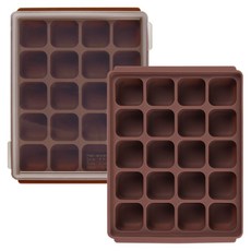 BBTTO 方形製冰盒 12格 2入, 粉棕色, 2個