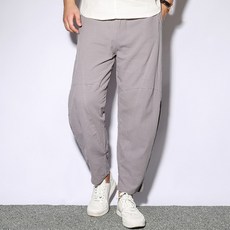PAPERMENTS 男款大尺碼棉麻綁帶休閒褲