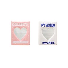 愛心收藏冊 2段式 小卡 照片卡 活頁夾 2件組, MYWORLD 白色, COLLECT 粉紅色, 64張