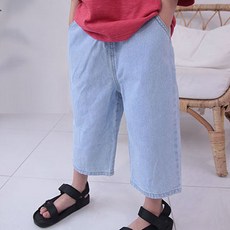 少年市集 兒童餃子版型八分牛仔褲