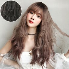 Hi Uni Natural Wave Perm長髮長假髮58cm+假髮網+假髮架套組, 炭黑色, 1個