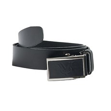 NEVERMINDALL 壓紋搭扣皮革腰帶, Black