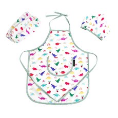 Coney Island 孩童圖案印花防水圍裙+袖套+頭巾+收納袋