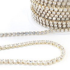 Biz Life 方晶鋯石鏈條 密集排鑽 美甲水鑽 2mm x 10m, 1個, 鍍金