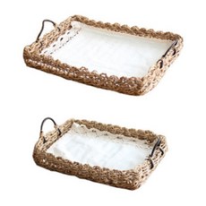 復古藤編托盤 2件組, 1套