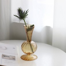 리버그린 볼드라인 컬러 유리 화병, 옐로우