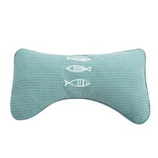 HUJAM 色素魚半月蕎麥頸枕+枕套, 青色