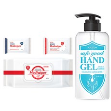 PLCOSMETIC Mediwiper洗手液紙巾帽型80片+便攜20片+10片+洗手液500ml套組, 1套