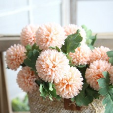 Ruby Coco 人造乒乓蒲公英花枝 2入, 淺粉紅色, 2個