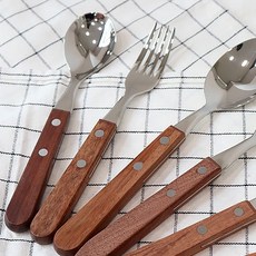 Cozy Table 休閒手柄餐具茶匙, 木色, 4個