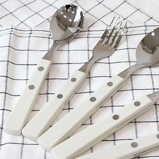 코지테이블 캐주얼 핸들 커트러리 티포크, 화이트, 4개