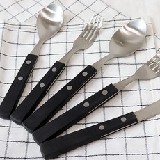 코지테이블 캐주얼 핸들 커트러리 티포크, 블랙, 4개