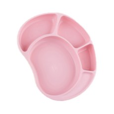 矽膠吸盤兒童餐盤, 蜜桃粉, 吸盤底座+餐盤