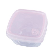 方形矽膠保鮮盒, 粉色, 1入
