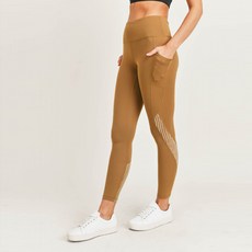 Momob 女款天鵝絨拼接高腰內搭褲