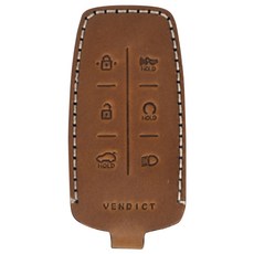VENDICT Genesis GV70/GV80/G80 智慧鑰匙皮革保護套 6鍵, 復古棕, Genesis 6鍵款