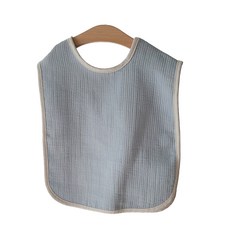 Woochuchu 寬版棉紗背心吃飯圍兜, 天藍色, 1入