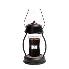 WoodWick 質感蠟燭 L號 609.5g+手提式燭台禮盒組 L號 暖黑色, 黑櫻桃