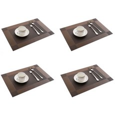 솔리드룸 북유럽 호텔 방수 테이블매트 4p, 브라운, 45 x 30 cm