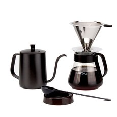 COVING 雙層不鏽鋼手沖咖啡壺組 5入, 濾頭架(隨機出貨), 1組