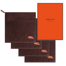 Songwol 松月 掛式恐龍刺繡擦手巾+禮盒組, 棕色(毛巾), 20組