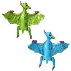 P&B UNITY 4D翼龍氣球 恐龍2款套組, 綠色 + 藍色, 1套