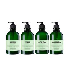 Calmomentree 去屑茶樹洗髮精 2入+堅果護髮素+檸檬沐浴乳, 1套