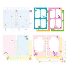 Care Bears Archive 6孔補充內頁 G 月計畫 B + 四格筆記 + 空白與網格 + 卡通與橫線, 16張