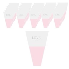 SP Global 半透明印字單支玫瑰花包裝紙, 30個, 粉紅色