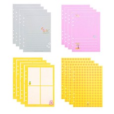 lucalab 海綿寶寶 6孔補充內頁 4種 G 方格日記 + 日記本 + 4格筆記 + 格紋圖案, 16張, 1套