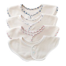 Dream Tofu Bias 圖案滾動圍兜 4 件套, Colorful Star+Little Village+Eye Can Fry+Organic Natural, 1組