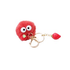 manhaengshop Mini Fruit Dust Pom Pom 2 AirPods Buzz 汽車鑰匙扣, 紅色的, 單品