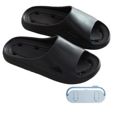 Famela粉彩色調浴室拖鞋 黑色 T138+置物架, 1組