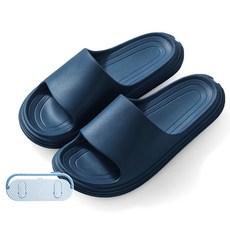 Famela粉彩色調浴室拖鞋 海軍藍 T139+置物架, 1組