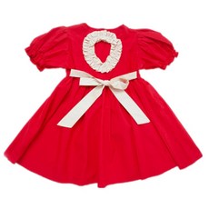 女童款背後開衩蝴蝶結褶皺連身裙