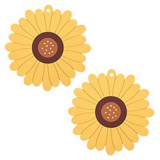 더플로우컴퍼니 PVC 다용도 해바라기 단열 플레이트 냄비 받침대, 옐로우, 2개