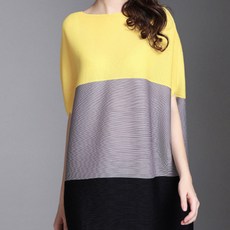 ATTERLIC 圓領撞色無袖中長版洋裝 13850 含大尺碼, 黃色