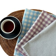 CASA VERDE 復古亞麻廚房十字架 3 件套, 格子藍色格子，格子紫色格子，現代灰色, 1套