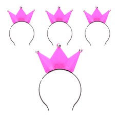 파티해 LED 점등 왕관 머리띠, 핑크, 4개