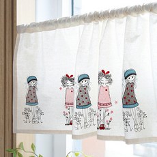 女友刺繡半遮簾, 亞麻象牙色