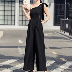 비비에모 반오픈숄더 리본 홀터 섹시 점프슈트