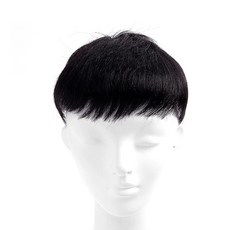 頂部蓋住男士頂部局部假髮 中, 黑色的, 1個