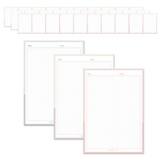 ROMANTIC NOVEMBER 奶油兩色網格年糕備忘錄紙 A4 3 種 x 100p 套組, 珊瑚色二色、灰色二色、米色紫二色, 1套