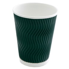 三重絕緣波浪紙杯綠色 360ml, 1套