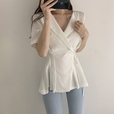 ViVEMO 腰部蝴蝶結線條夏季透氣夾克罩衫 00111