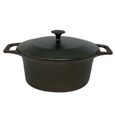 雙耳鑄鐵湯鍋+鍋蓋, 26cm, 墨黑色