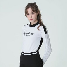 클리브랜드 여성용 앞뒤 반전 컬러 빅로고 큐티카라 긴팔 골프 티셔츠 CGKWTS1067