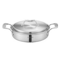 FAVIUM 雙耳5層304不鏽鋼淺湯鍋, 24厘米, 銀
