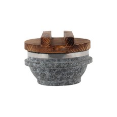 IDINA 韓國製石鍋+木質鍋蓋, 石鍋上徑（14.2cm）+底徑（10.1cm）, 單色